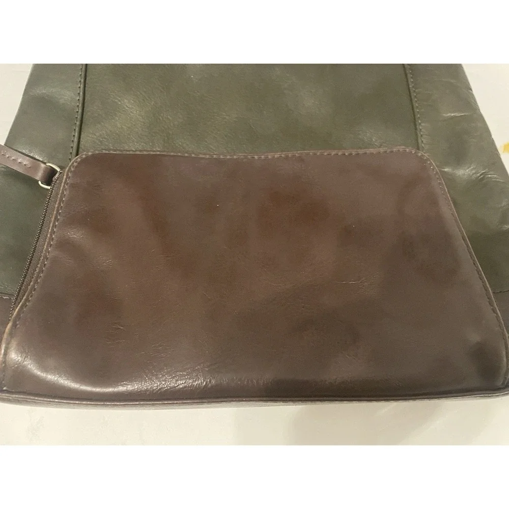 Tignanello Olive Brown Medium Shoulder Bag Hobo Purse Brass‎ Zip Vintage